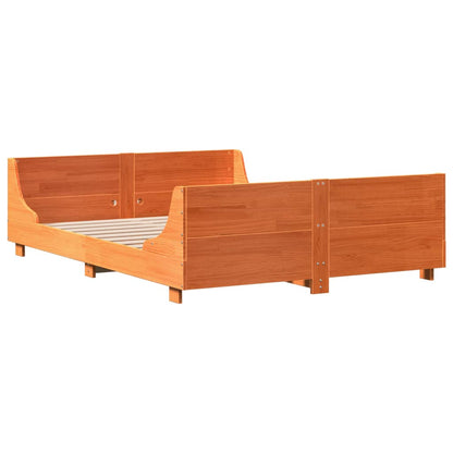 Bed Frame without Mattress Wax Brown 120x190 cm Small Double Solid Wood Pine