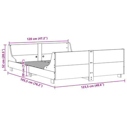 Bed Frame without Mattress Wax Brown 120x190 cm Small Double Solid Wood Pine