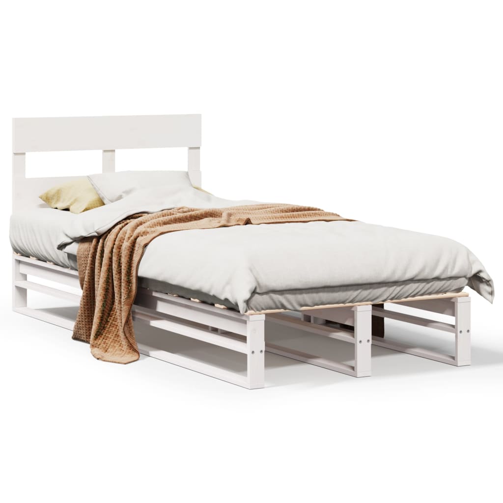 Bed Frame without Mattress White 90x200 cm Solid Wood Pine