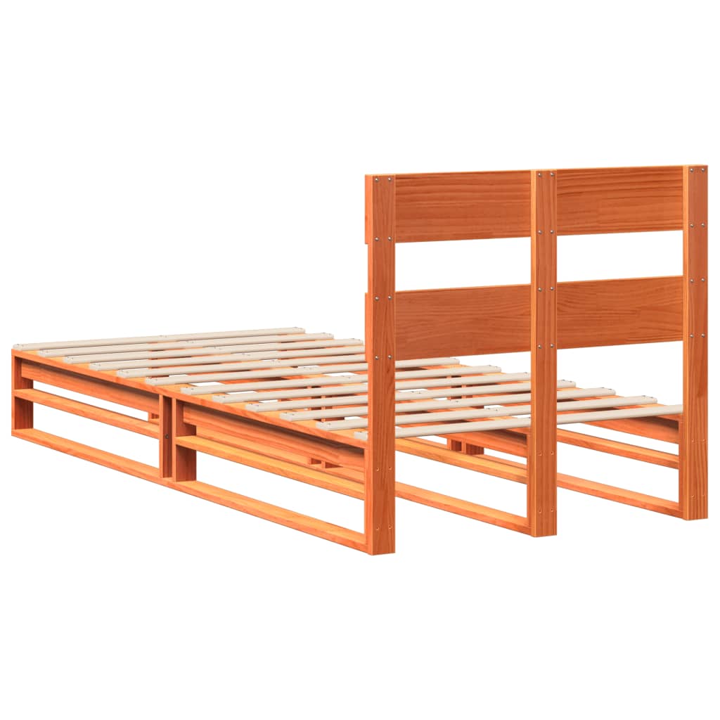 Bed Frame without Mattress Wax Brown 90x200 cm Solid Wood Pine