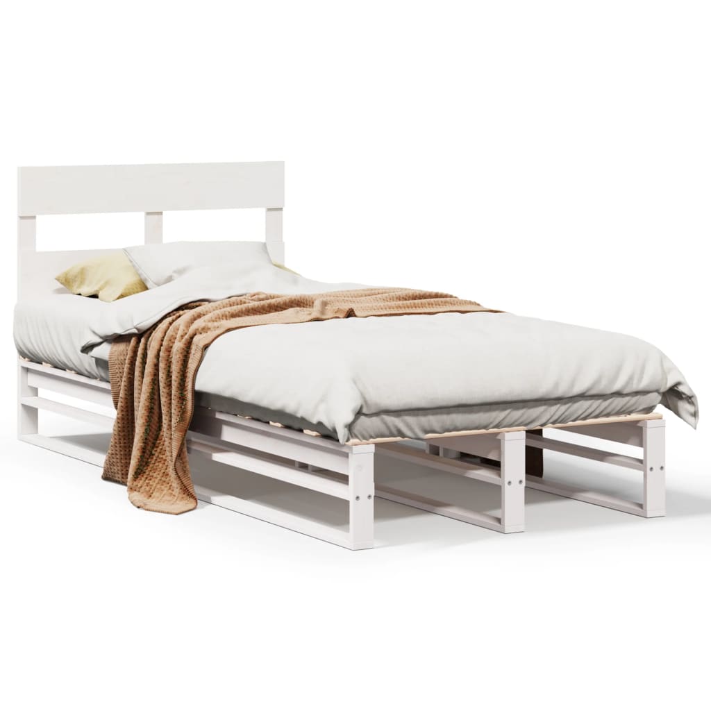 Bed Frame without Mattress White 100x200 cm Solid Wood Pine