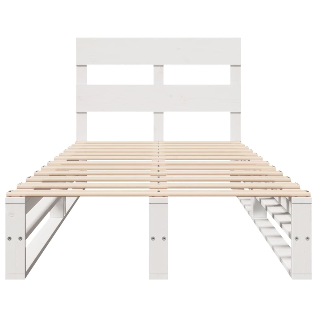 Bed Frame without Mattress White 100x200 cm Solid Wood Pine