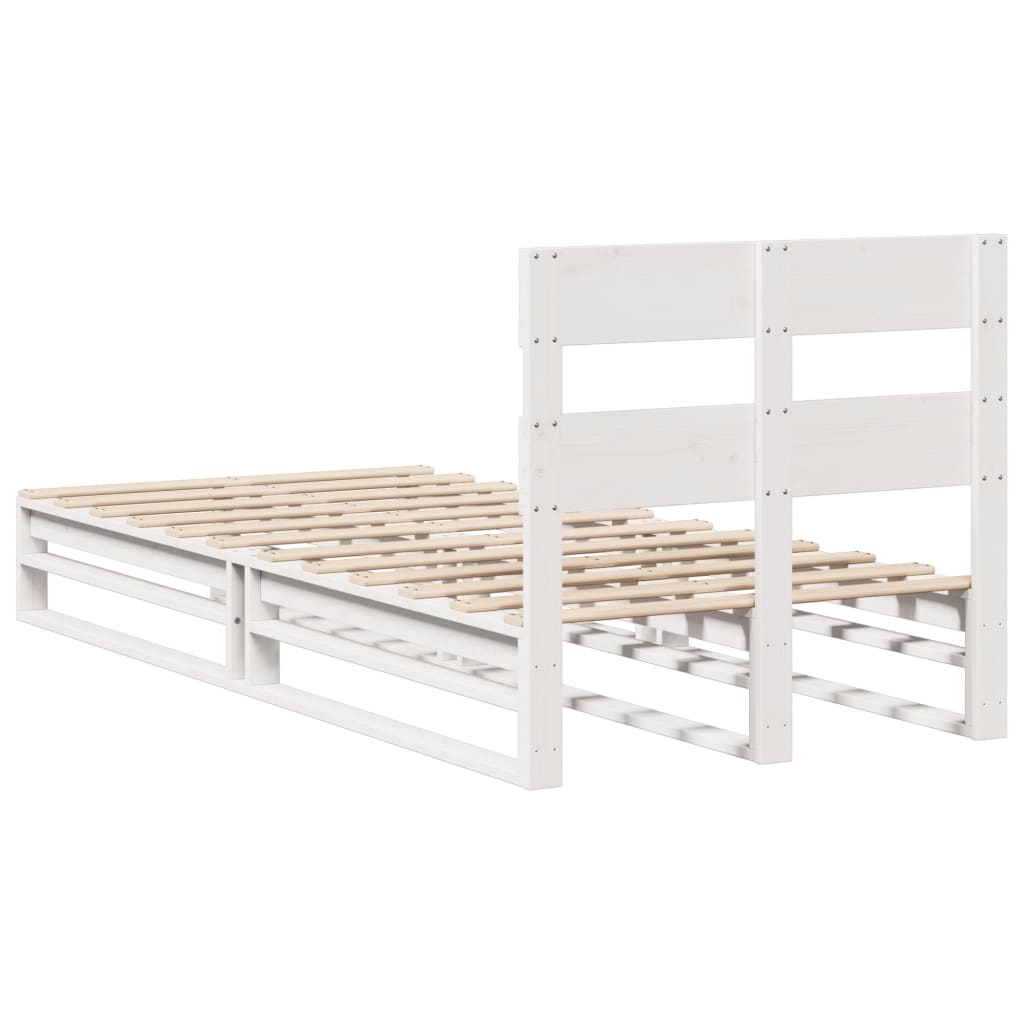 Bed Frame without Mattress White 75x190 cm Small Single Solid Wood Pine