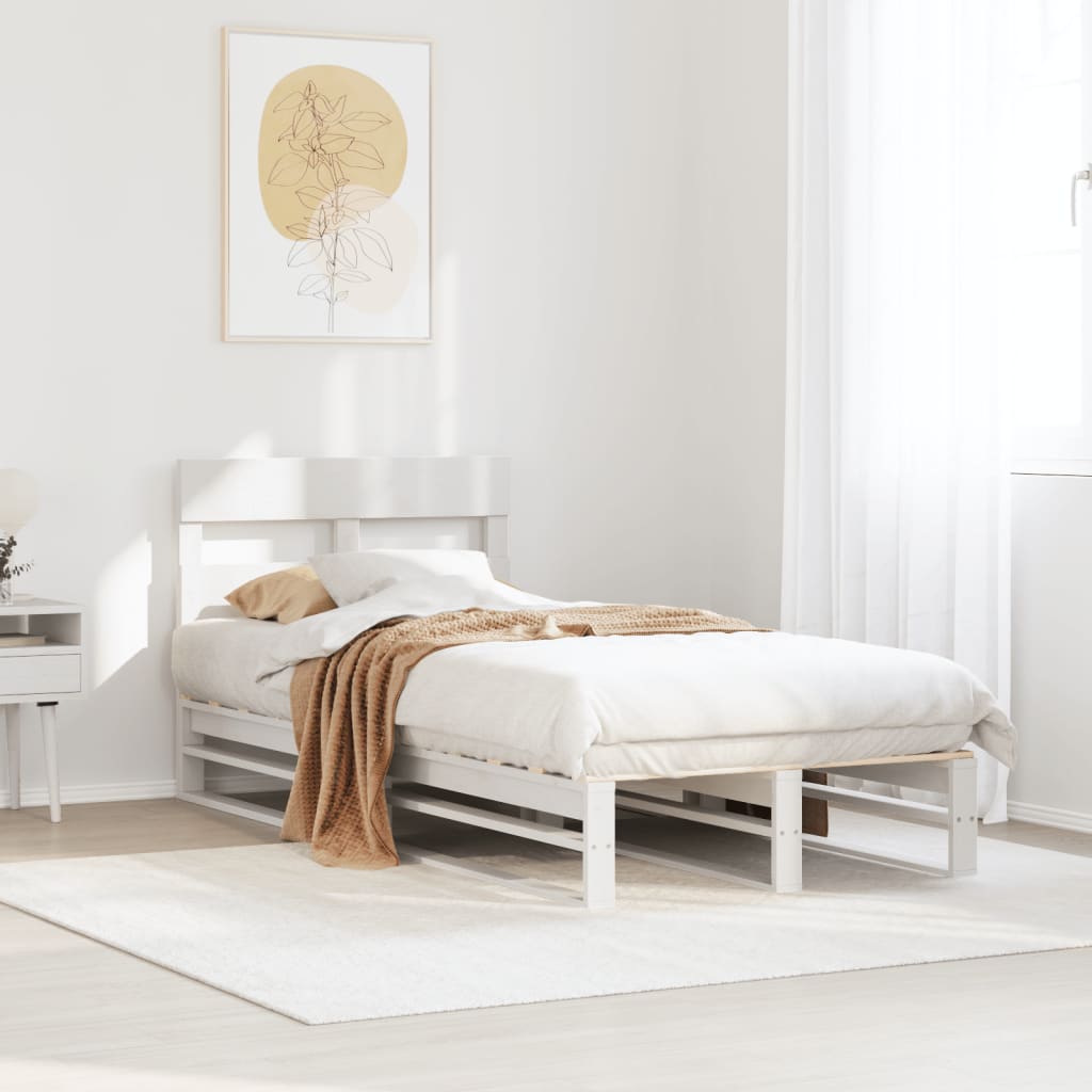 Bed Frame without Mattress White 75x190 cm Small Single Solid Wood Pine