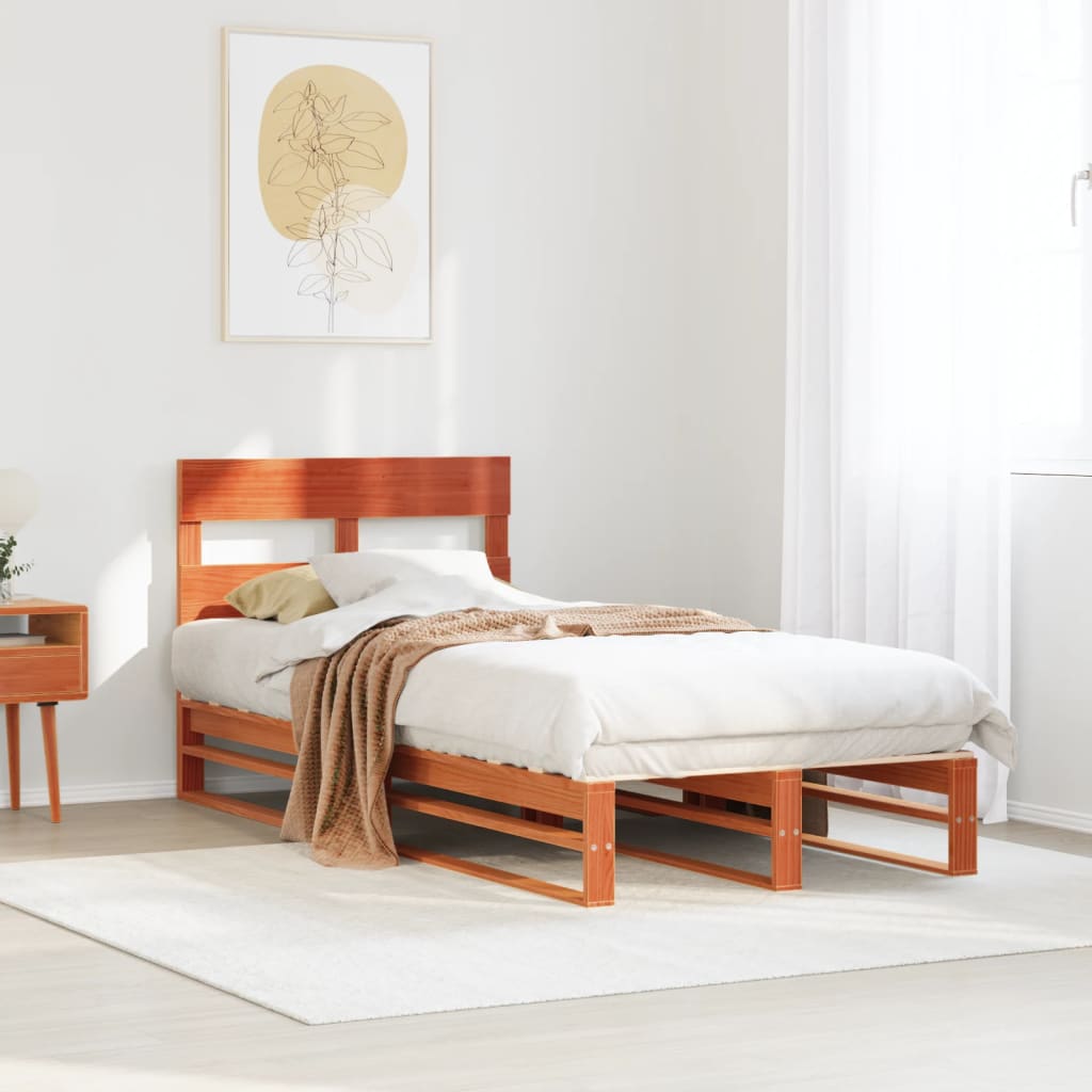 Bed Frame without Mattress Wax Brown 75x190 cm Small Single Solid Wood Pine