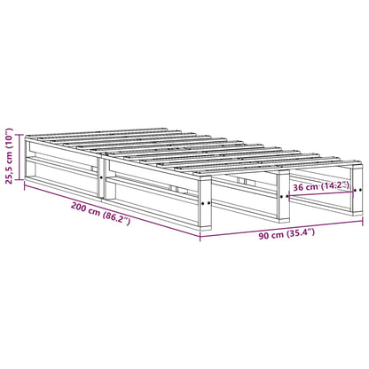 Bed Frame without Mattress 90x200 cm Solid Wood Pine