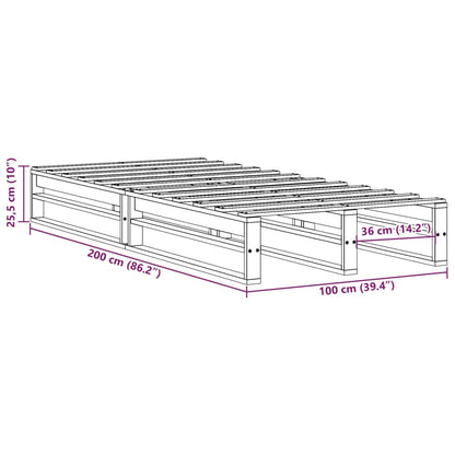 Bed Frame without Mattress White 100x200 cm Solid Wood Pine