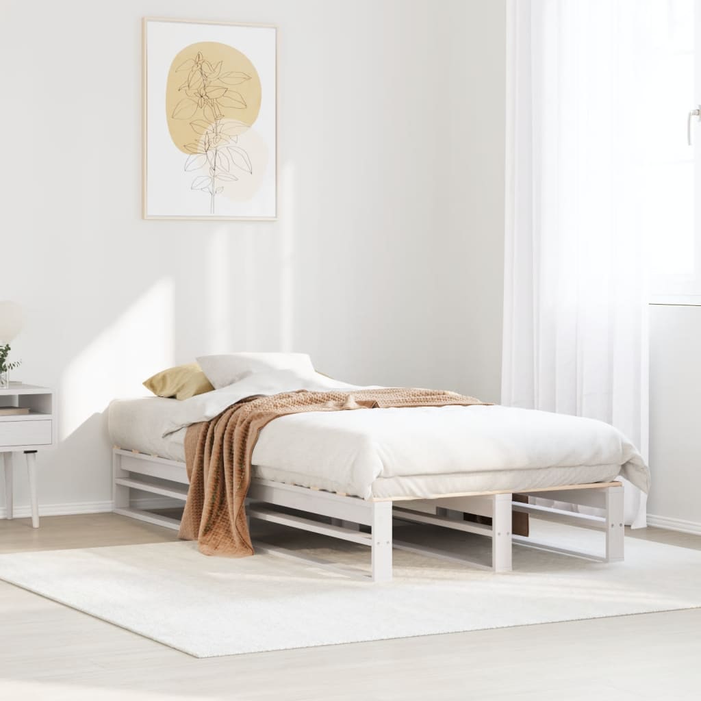 Bed Frame without Mattress White 100x200 cm Solid Wood Pine