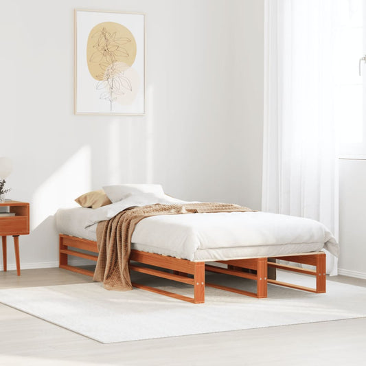 Bed Frame without Mattress Wax Brown 100x200 cm Solid Wood Pine