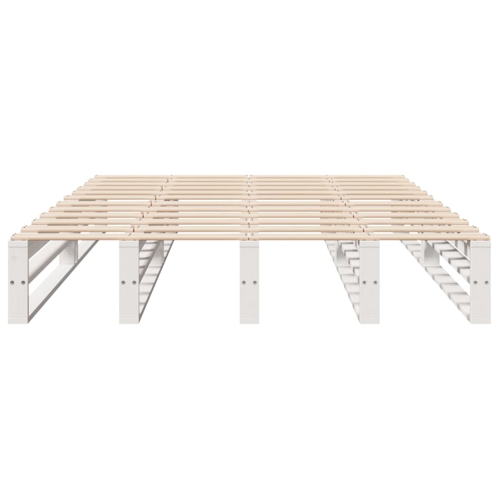 Bed Frame without Mattress White 150x200 cm King Size Solid Wood Pine