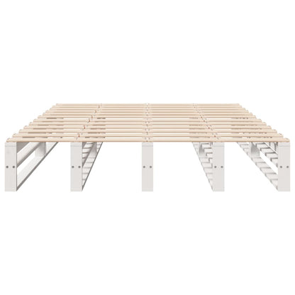 Bed Frame without Mattress White 150x200 cm King Size Solid Wood Pine