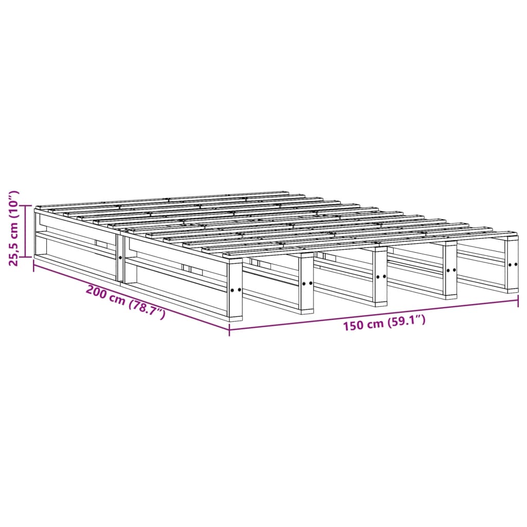 Bed Frame Wax Brown 150x200 cm King Size Solid Wood Pine