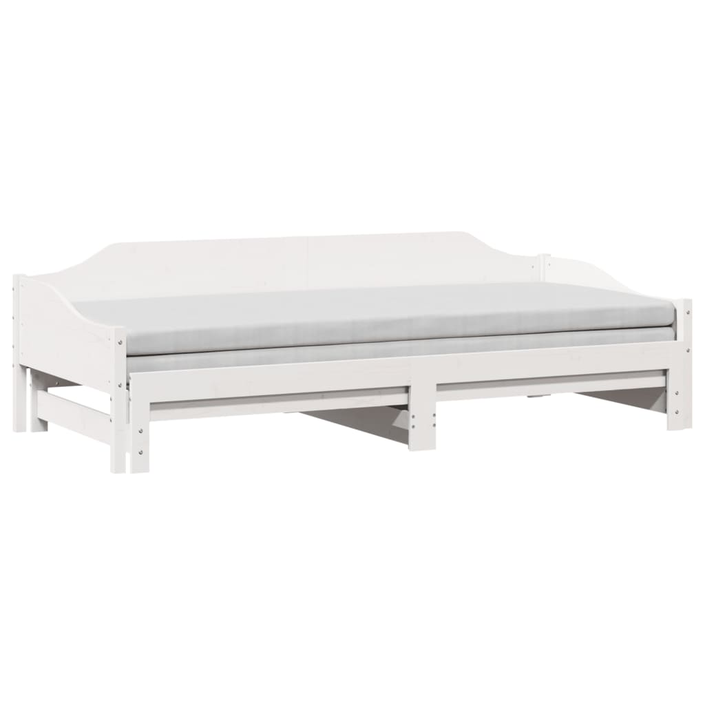 Daybed with Trundle without Mattress White 80x200 cm Solid Wood