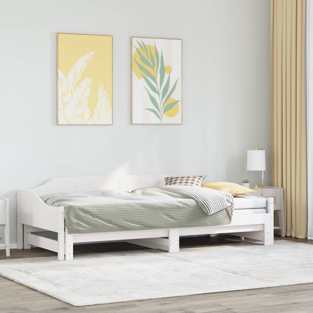 Daybed with Trundle without Mattress White 80x200 cm Solid Wood