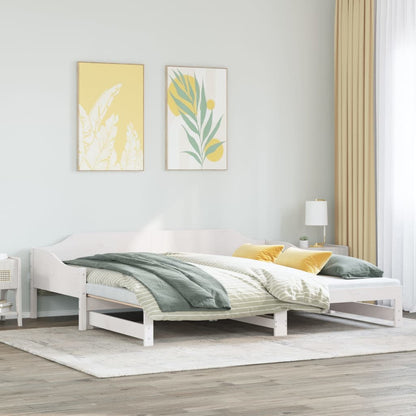 Daybed with Trundle without Mattress White 80x200 cm Solid Wood