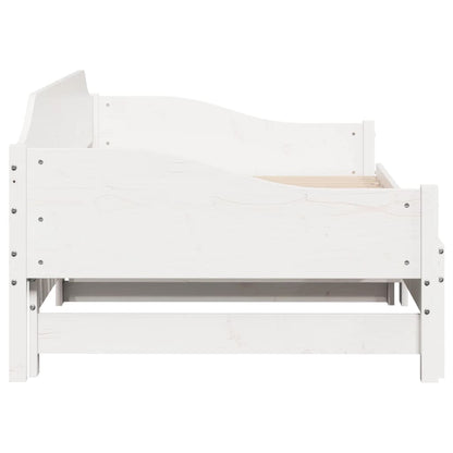 Daybed with Trundle without Mattress White 80x200 cm Solid Wood