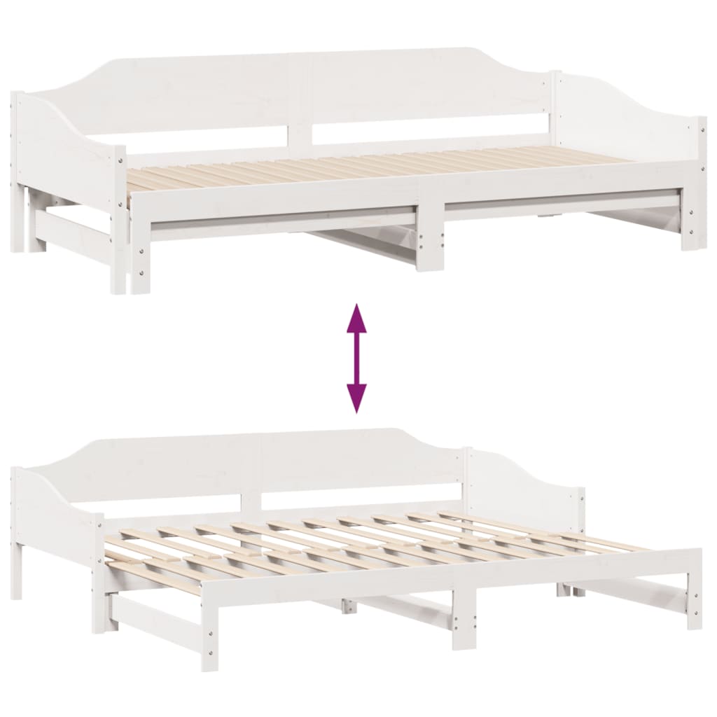 Daybed with Trundle without Mattress White 80x200 cm Solid Wood