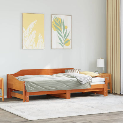 Daybed with Trundle without Mattress Wax Brown 80x200 cm Solid Wood