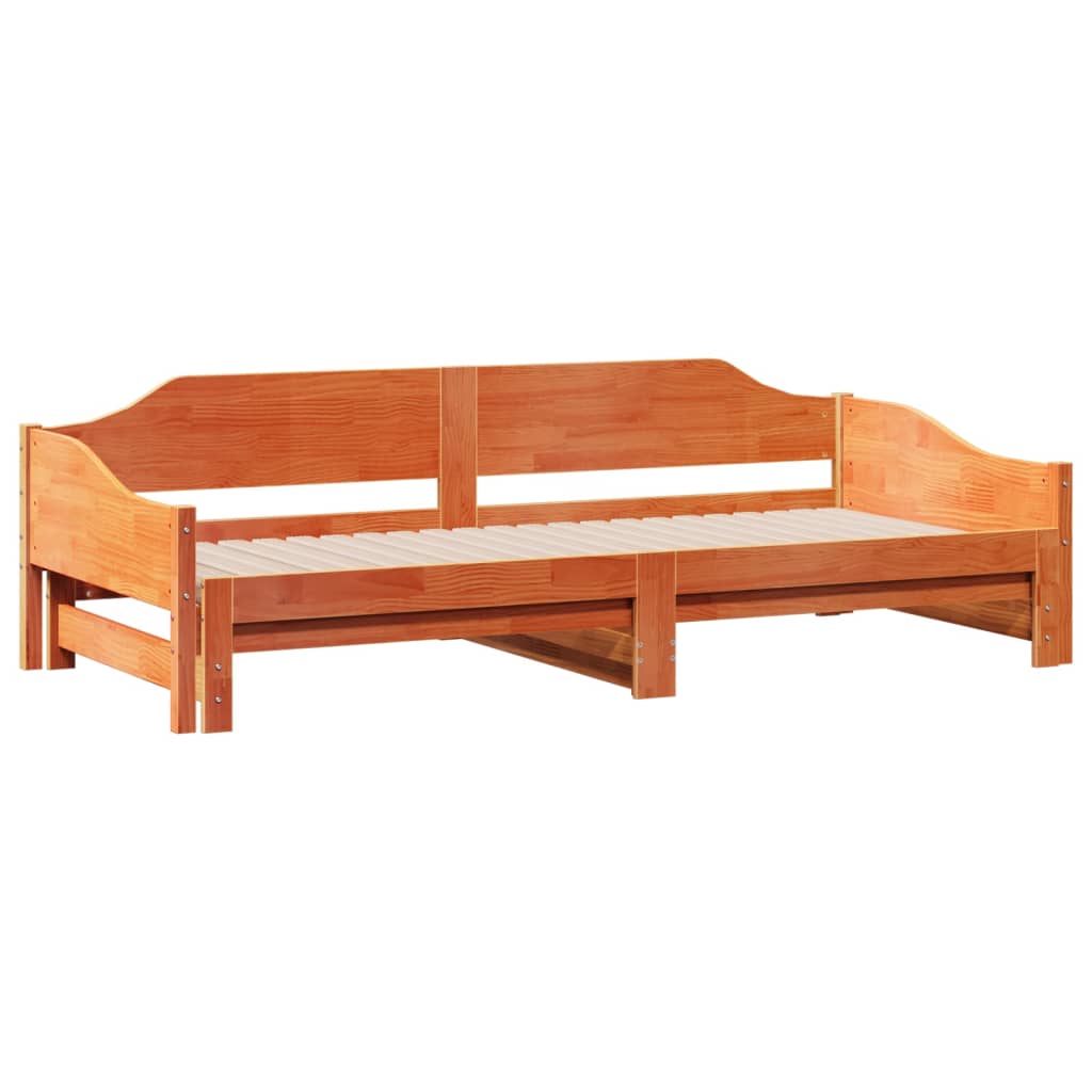 Daybed with Trundle without Mattress Wax Brown 80x200 cm Solid Wood