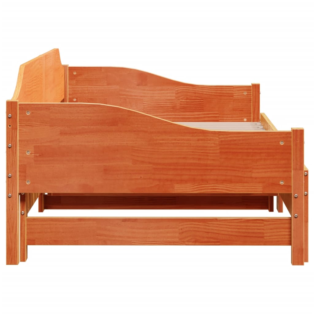 Daybed with Trundle without Mattress Wax Brown 80x200 cm Solid Wood