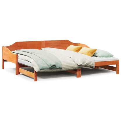 Daybed with Trundle without Mattress Wax Brown 80x200 cm Solid Wood