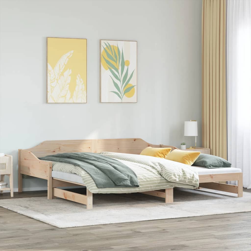 Daybed with Trundle 90x200 cm Solid Wood Pine