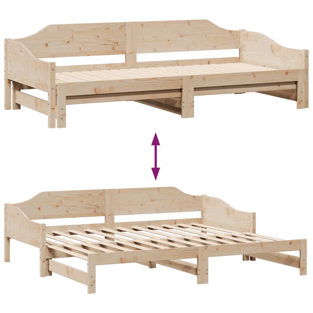 Daybed with Trundle 90x200 cm Solid Wood Pine