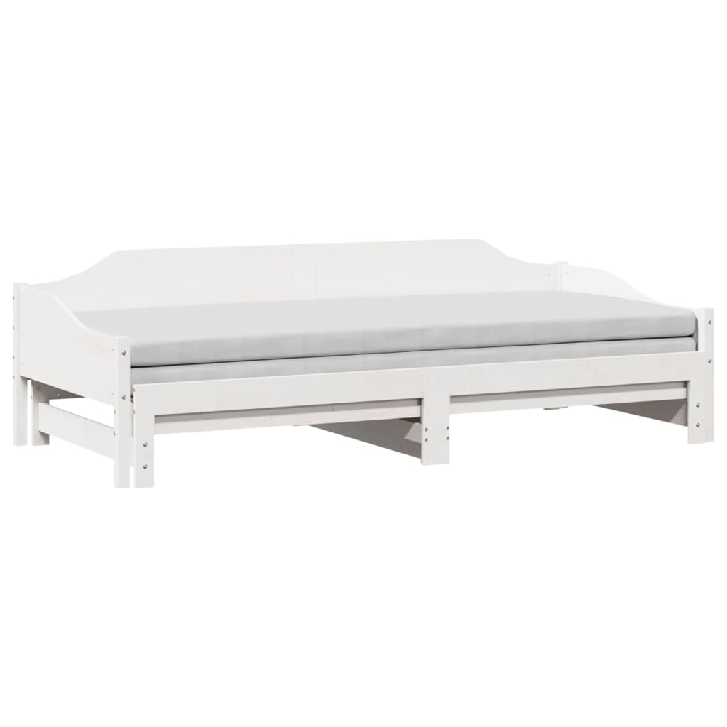 Daybed with Trundle without Mattress White 90x200 cm Solid Wood