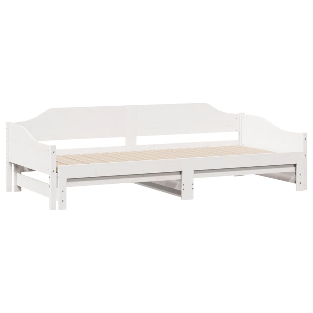 Daybed with Trundle without Mattress White 90x200 cm Solid Wood