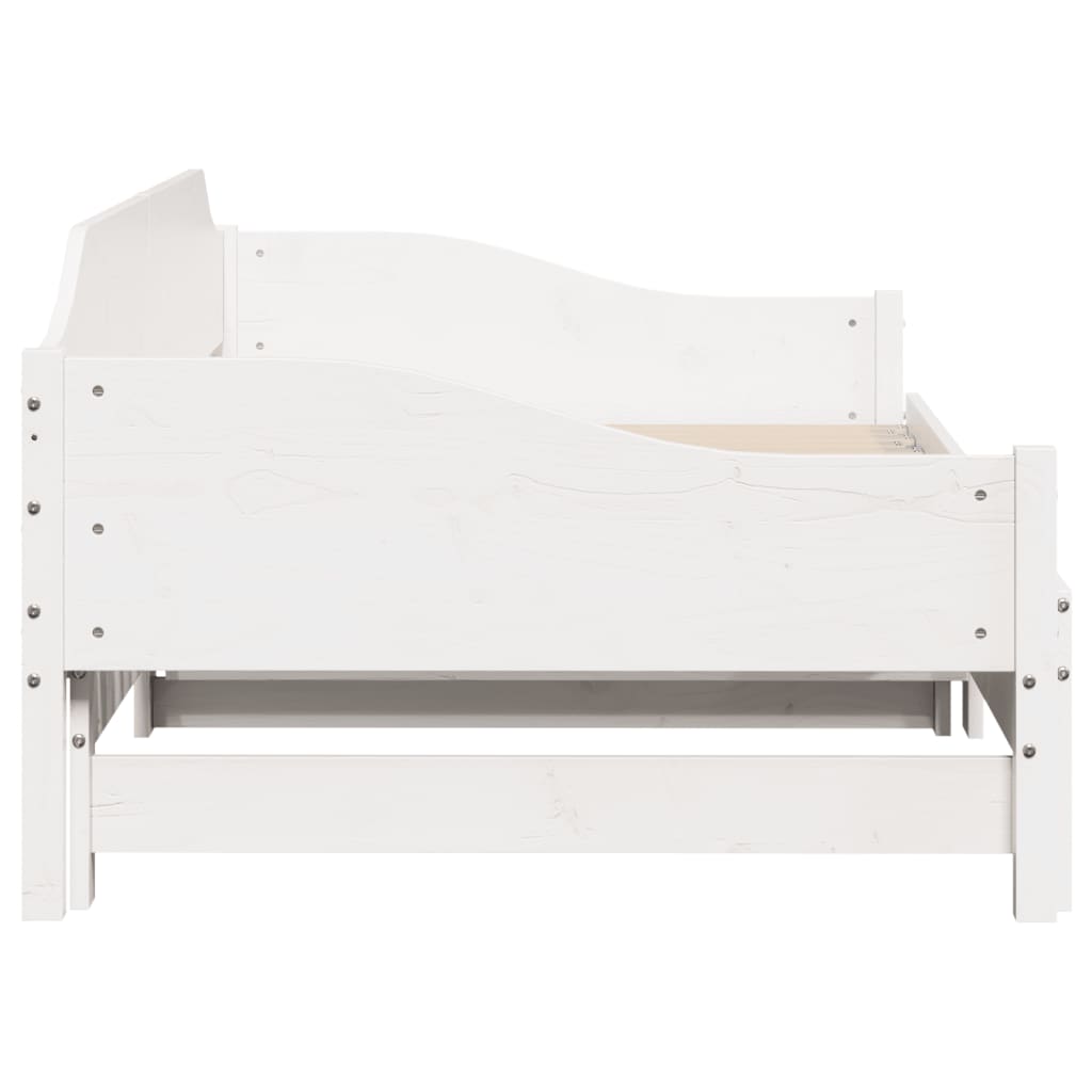 Daybed with Trundle without Mattress White 90x200 cm Solid Wood