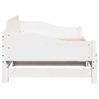 Daybed with Trundle without Mattress White 90x200 cm Solid Wood