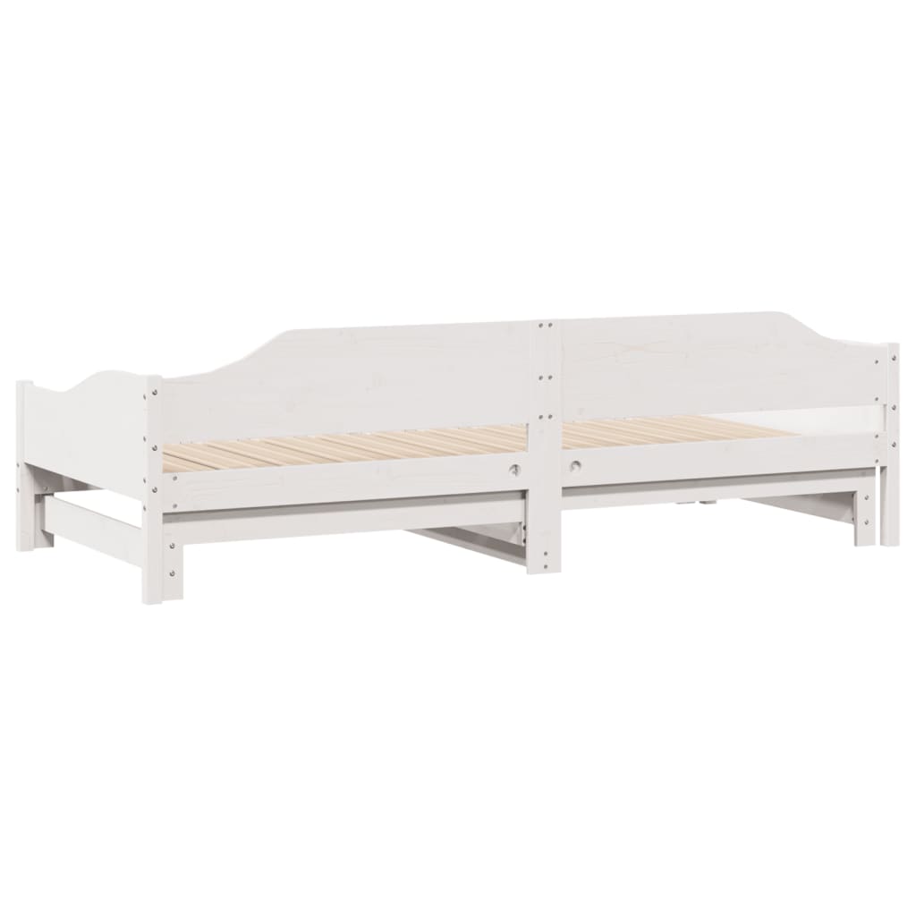 Daybed with Trundle without Mattress White 90x200 cm Solid Wood