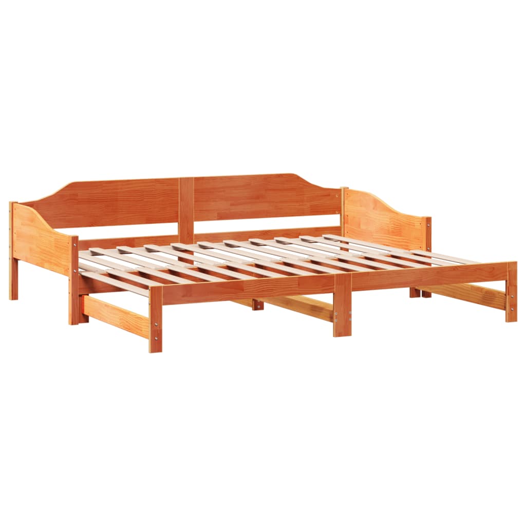 Daybed with Trundle without Mattress Wax Brown 90x200 cm Solid Wood