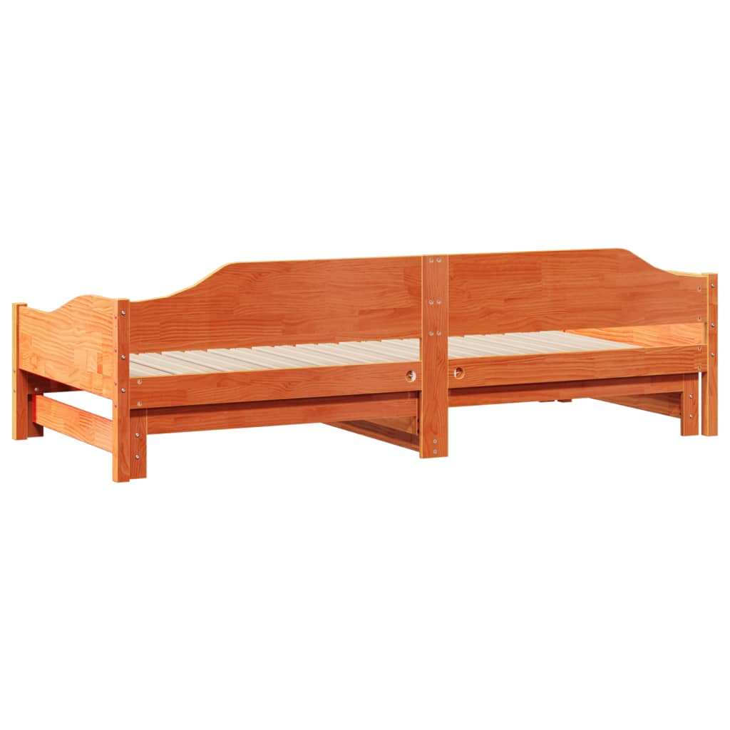 Daybed with Trundle without Mattress Wax Brown 90x200 cm Solid Wood