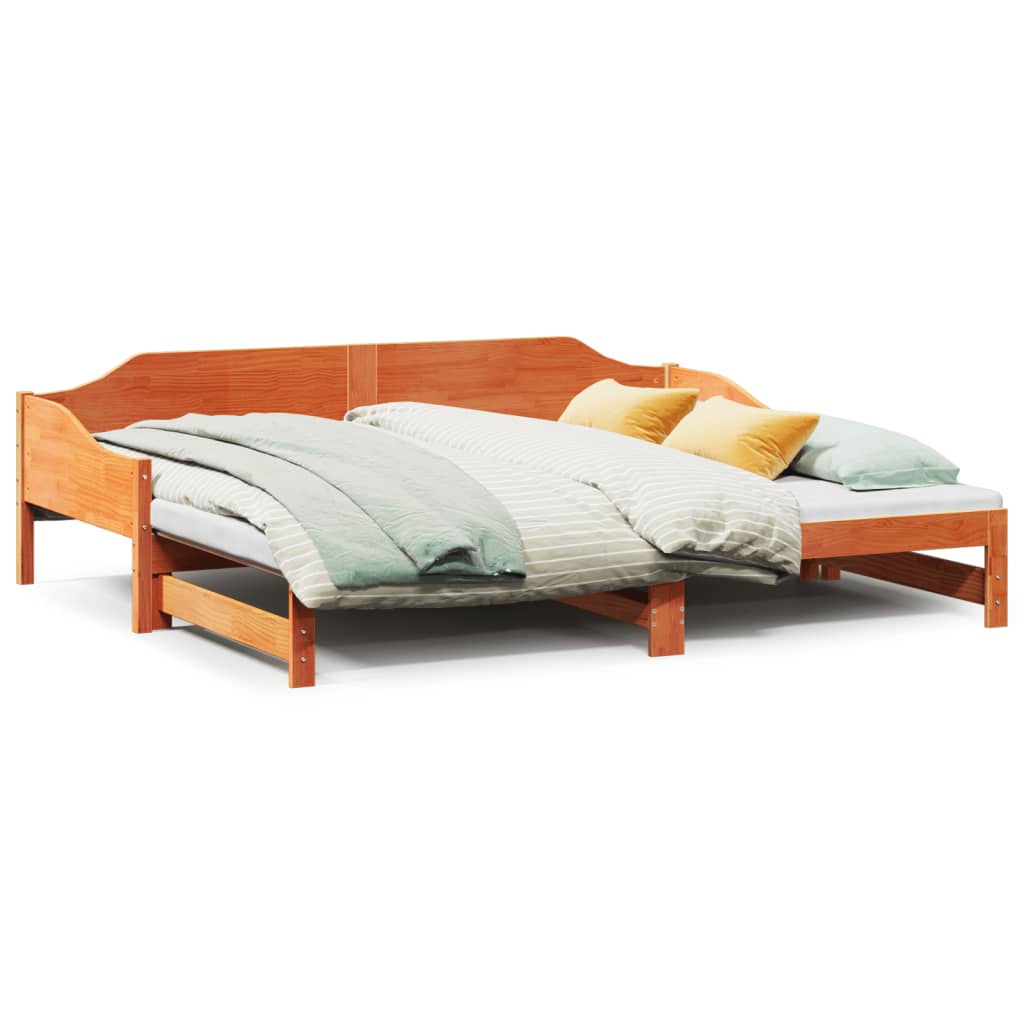 Daybed with Trundle without Mattress Wax Brown 90x200 cm Solid Wood