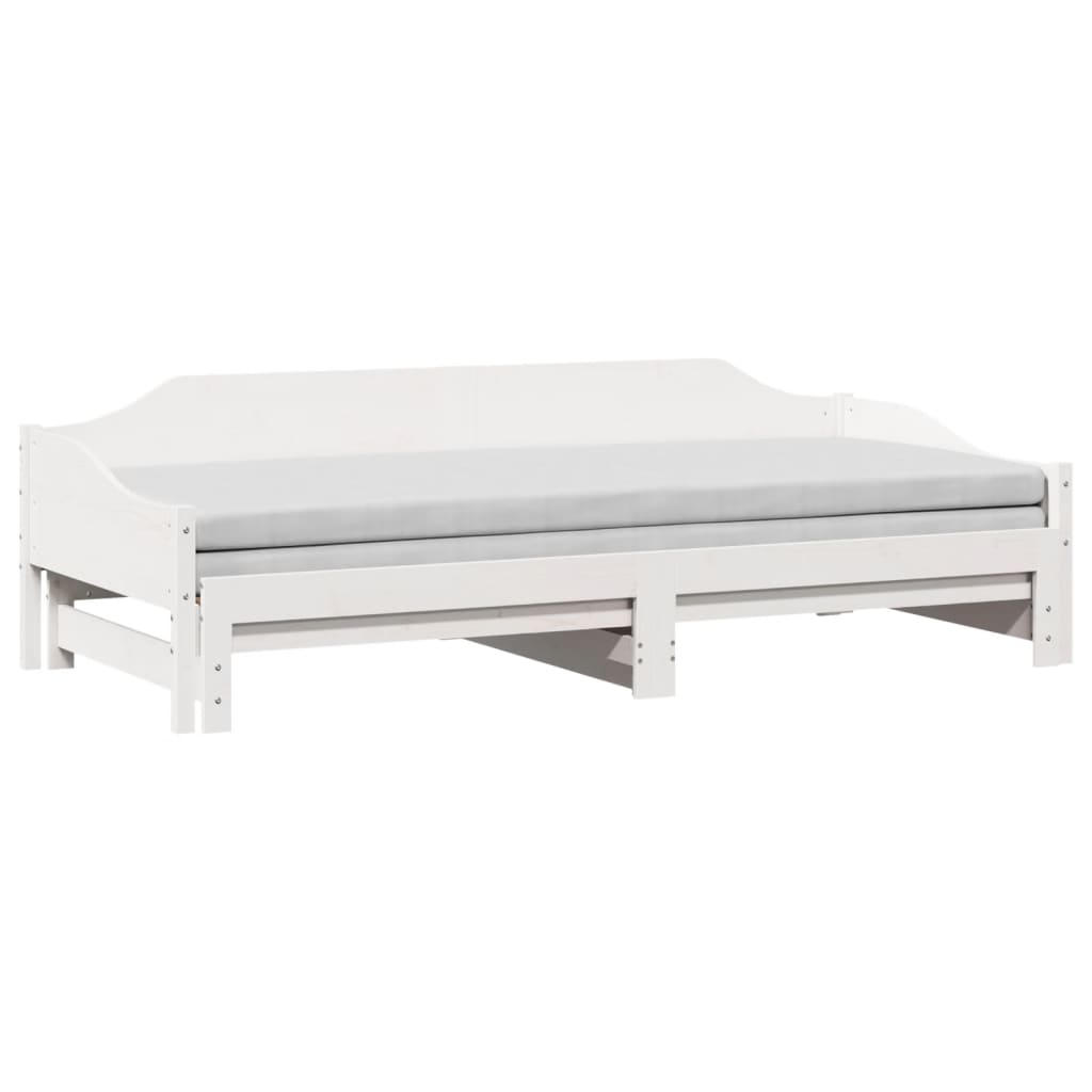 Daybed with Trundle without Mattress White 90x190 cm Single Solid Wood