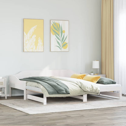 Daybed with Trundle without Mattress White 90x190 cm Single Solid Wood