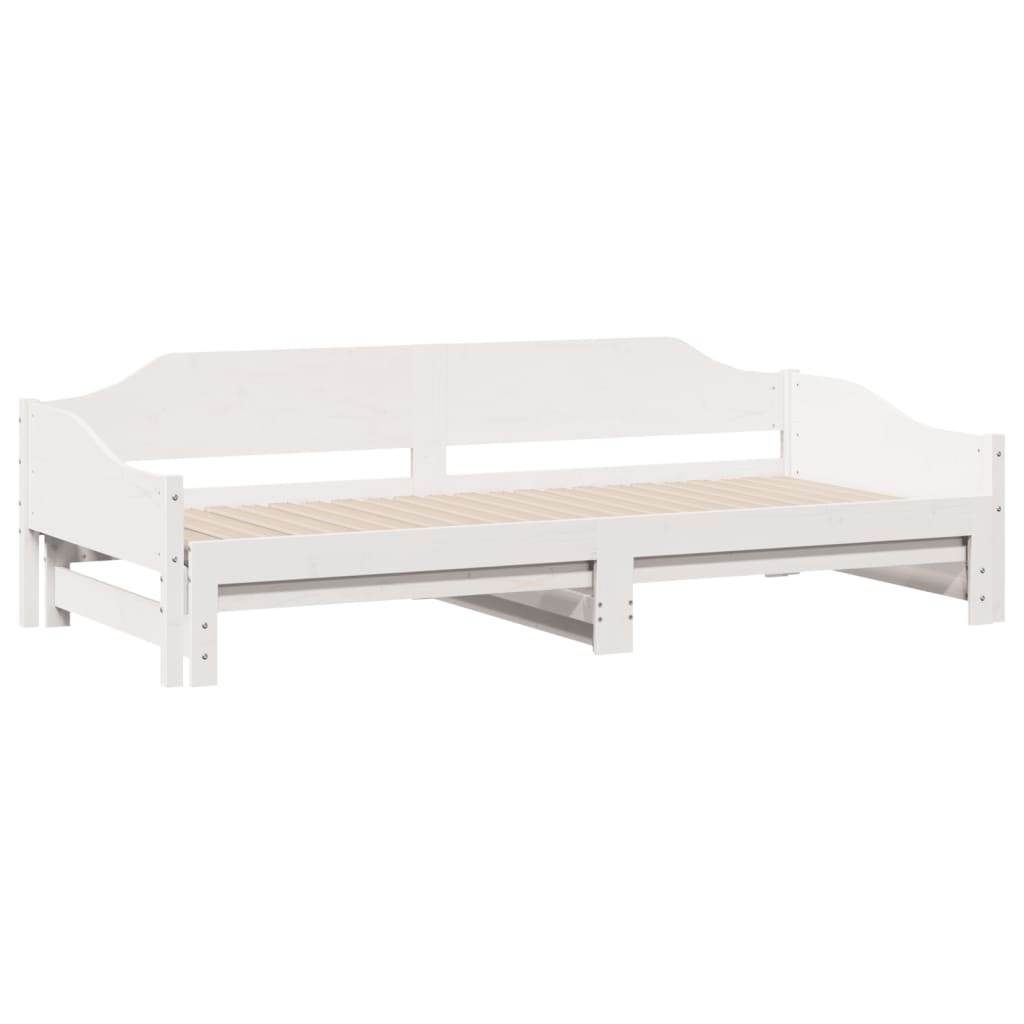 Daybed with Trundle without Mattress White 90x190 cm Single Solid Wood