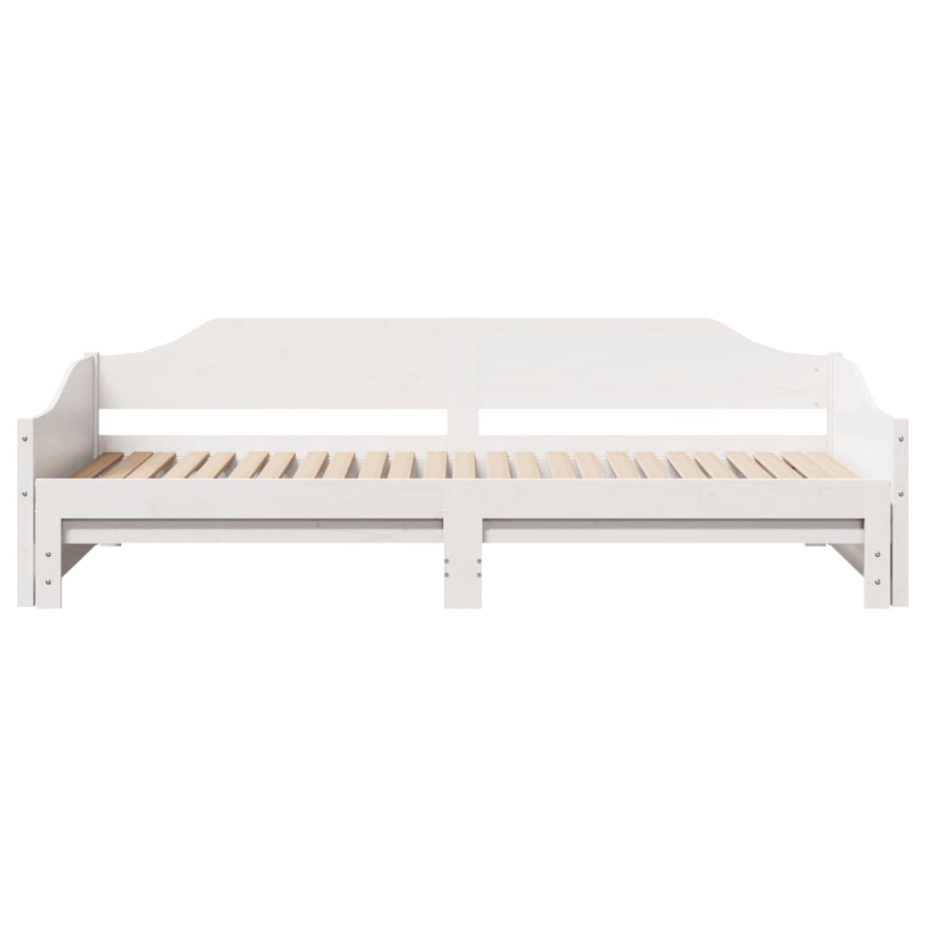 Daybed with Trundle without Mattress White 90x190 cm Single Solid Wood