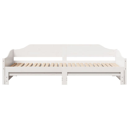 Daybed with Trundle without Mattress White 90x190 cm Single Solid Wood