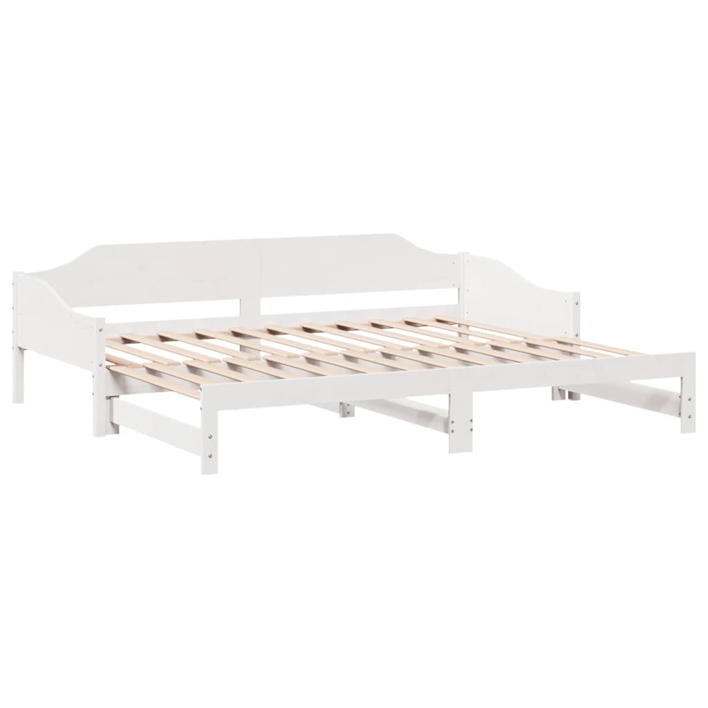 Daybed with Trundle without Mattress White 90x190 cm Single Solid Wood