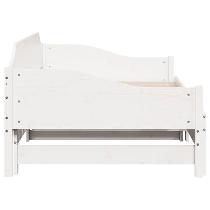 Daybed with Trundle without Mattress White 90x190 cm Single Solid Wood