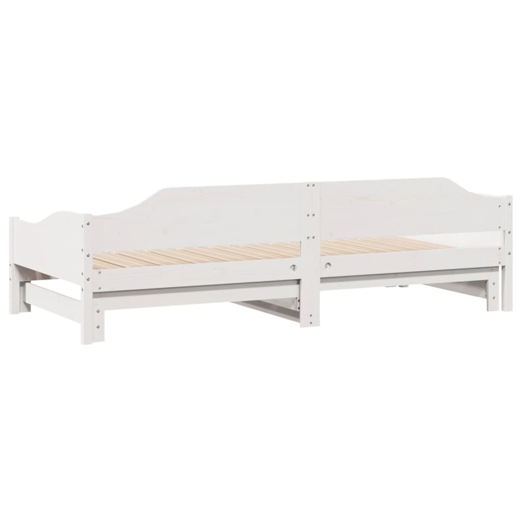 Daybed with Trundle without Mattress White 90x190 cm Single Solid Wood