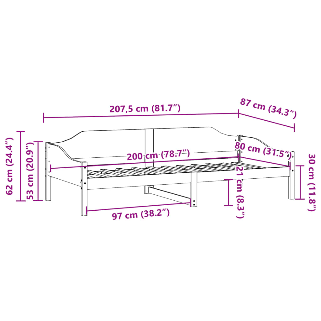 Bed Frame without Mattress White 80x200 cm Solid Wood Pine