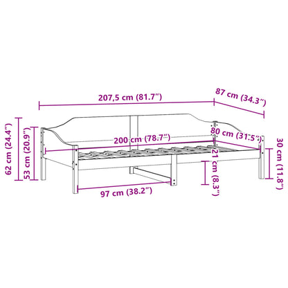 Bed Frame without Mattress Wax Brown 80x200 cm Solid Wood Pine