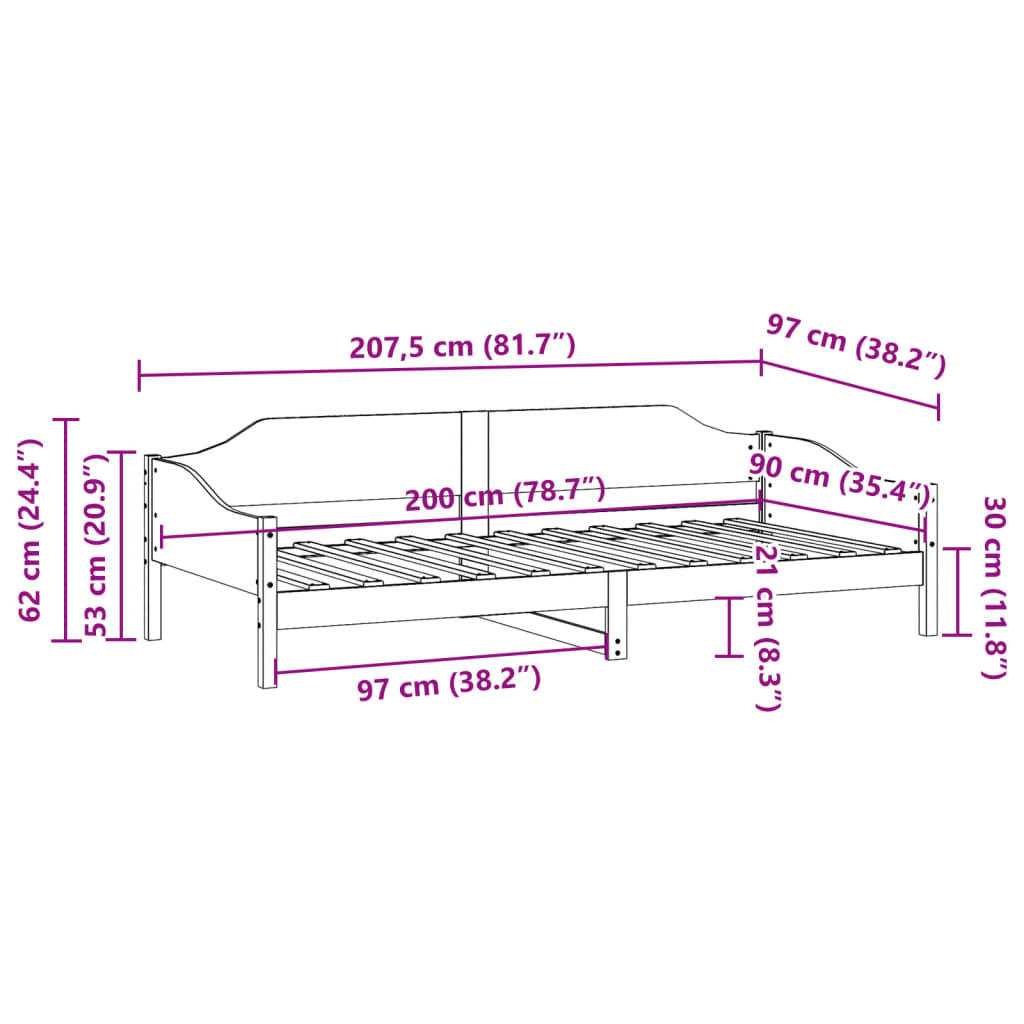 Bed Frame without Mattress White 90x200 cm Solid Wood Pine