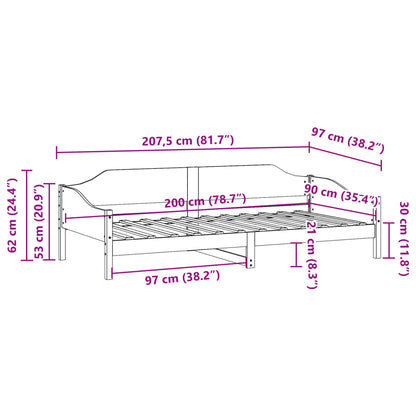 Bed Frame without Mattress Wax Brown 90x200 cm Solid Wood Pine