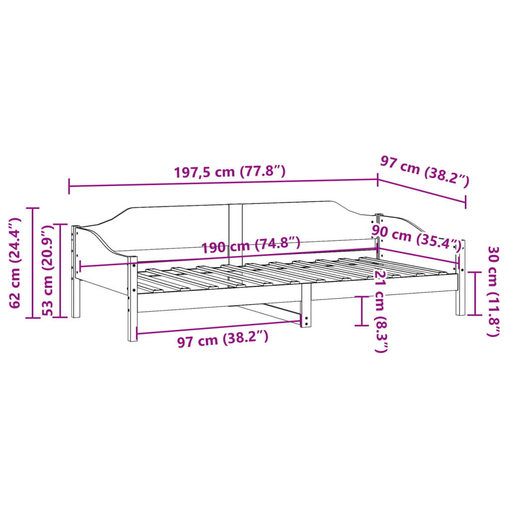 Bed Frame without Mattress White 90x190 cm Single Solid Wood Pine