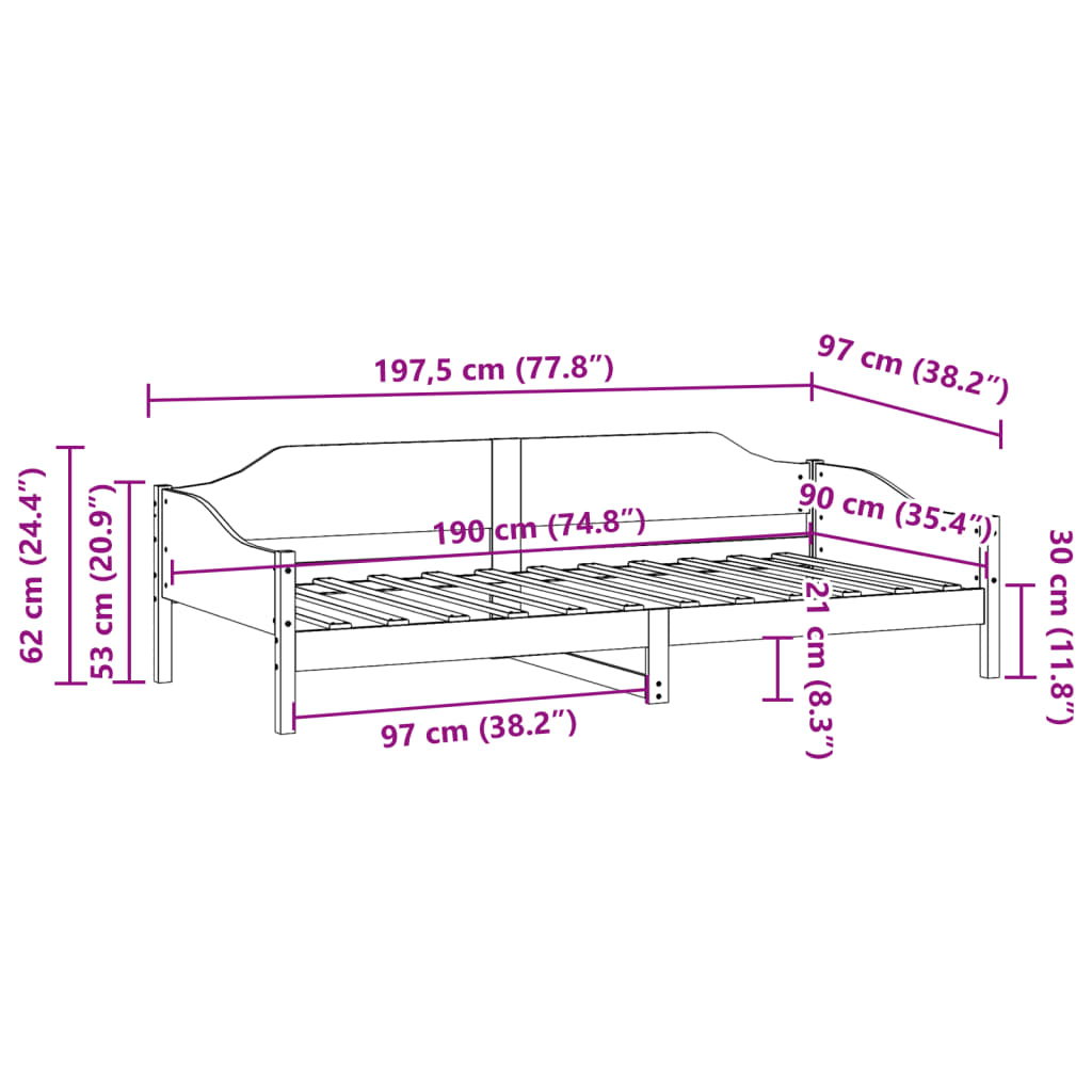 Bed Frame without Mattress Wax Brown 90x190 cm Single Solid Wood Pine