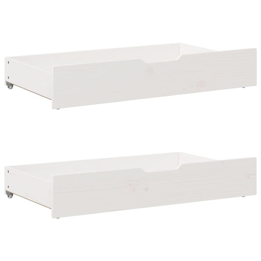 Under-Bed Drawers 2 pcs White 95x55x16 cm Solid Wood Pine